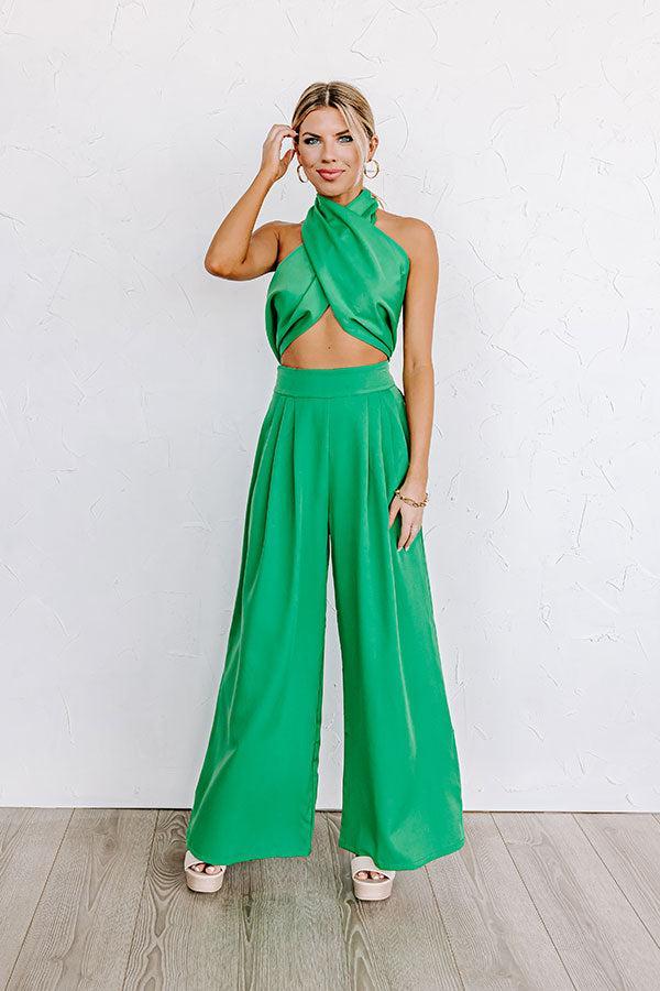 Nearly Famous Wrap Top In Green Product Image