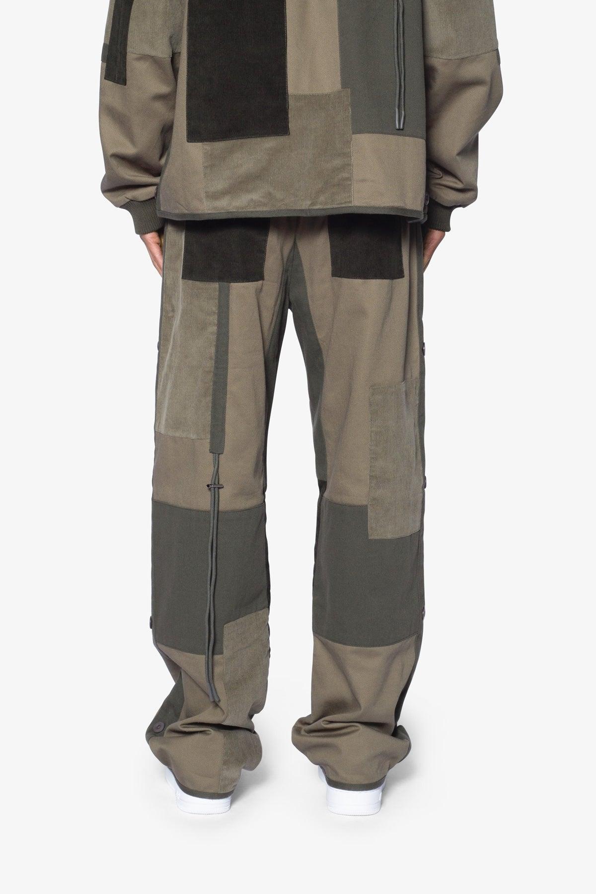 Dual Patchwork Cargo Pants - Olive Product Image