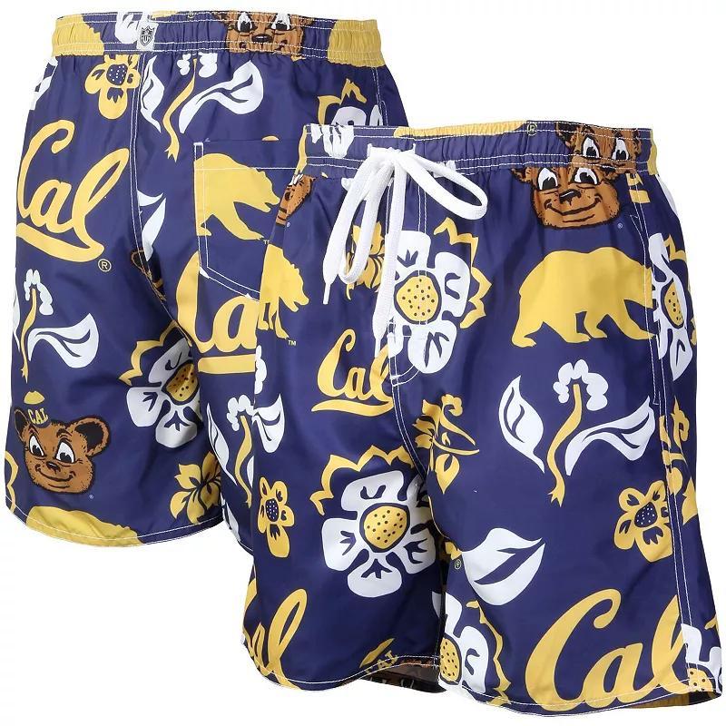 Mens Wes & Willy Cal Bears Floral Volley Logo Swim Trunks Blue Product Image