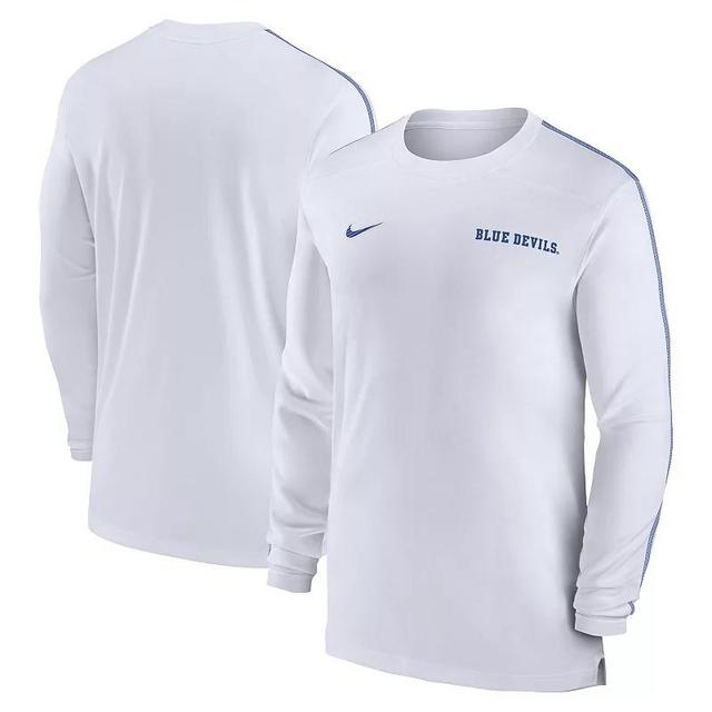 Nike Mens Duke Blue Devils 2024 Sideline Coach Uv Performance Long Sleeve T-Shirt - White Product Image