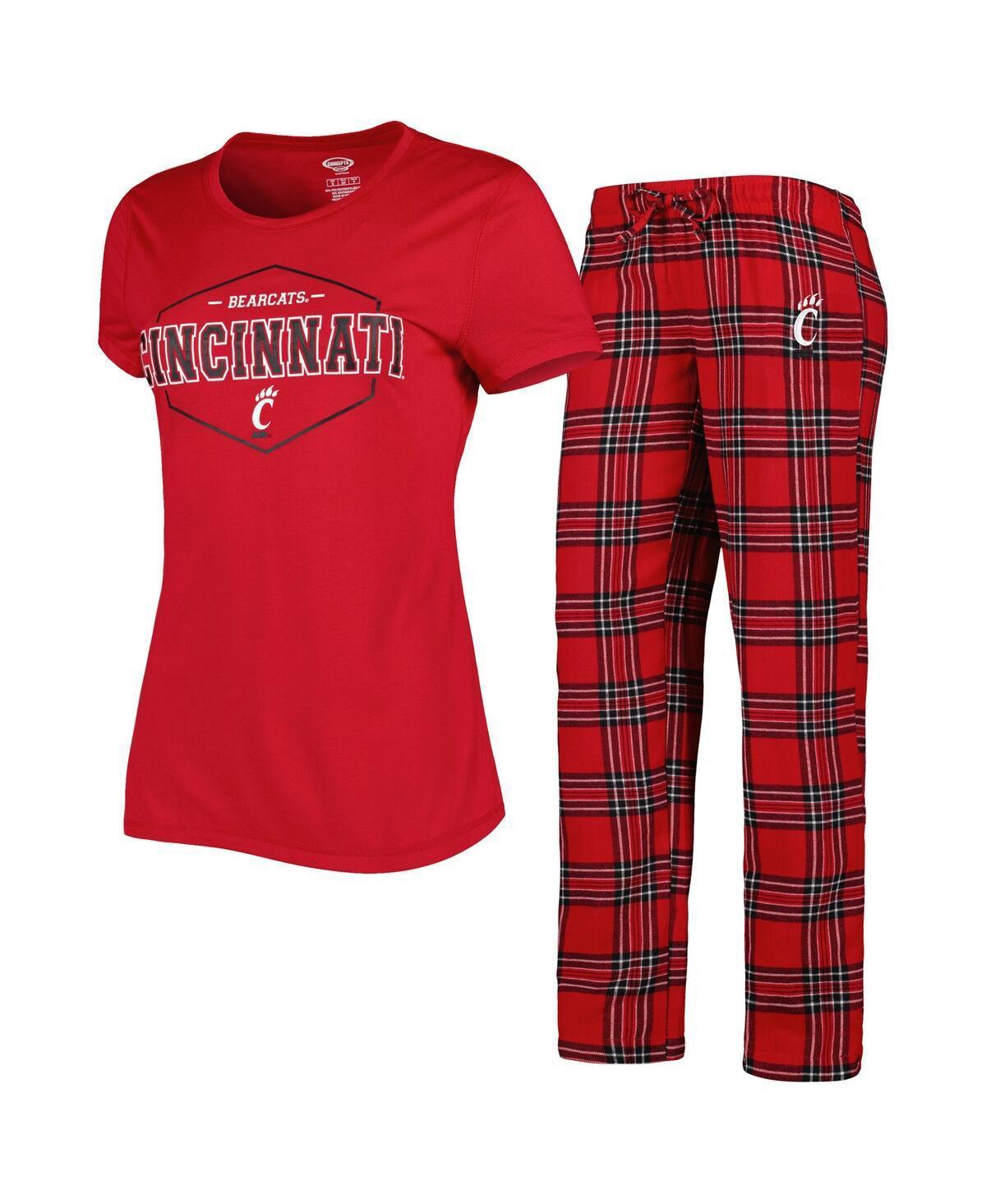 Womens Concepts Sport /Black Cincinnati Bearcats Badge T-Shirt & Flannel Pants Sleep Set Product Image