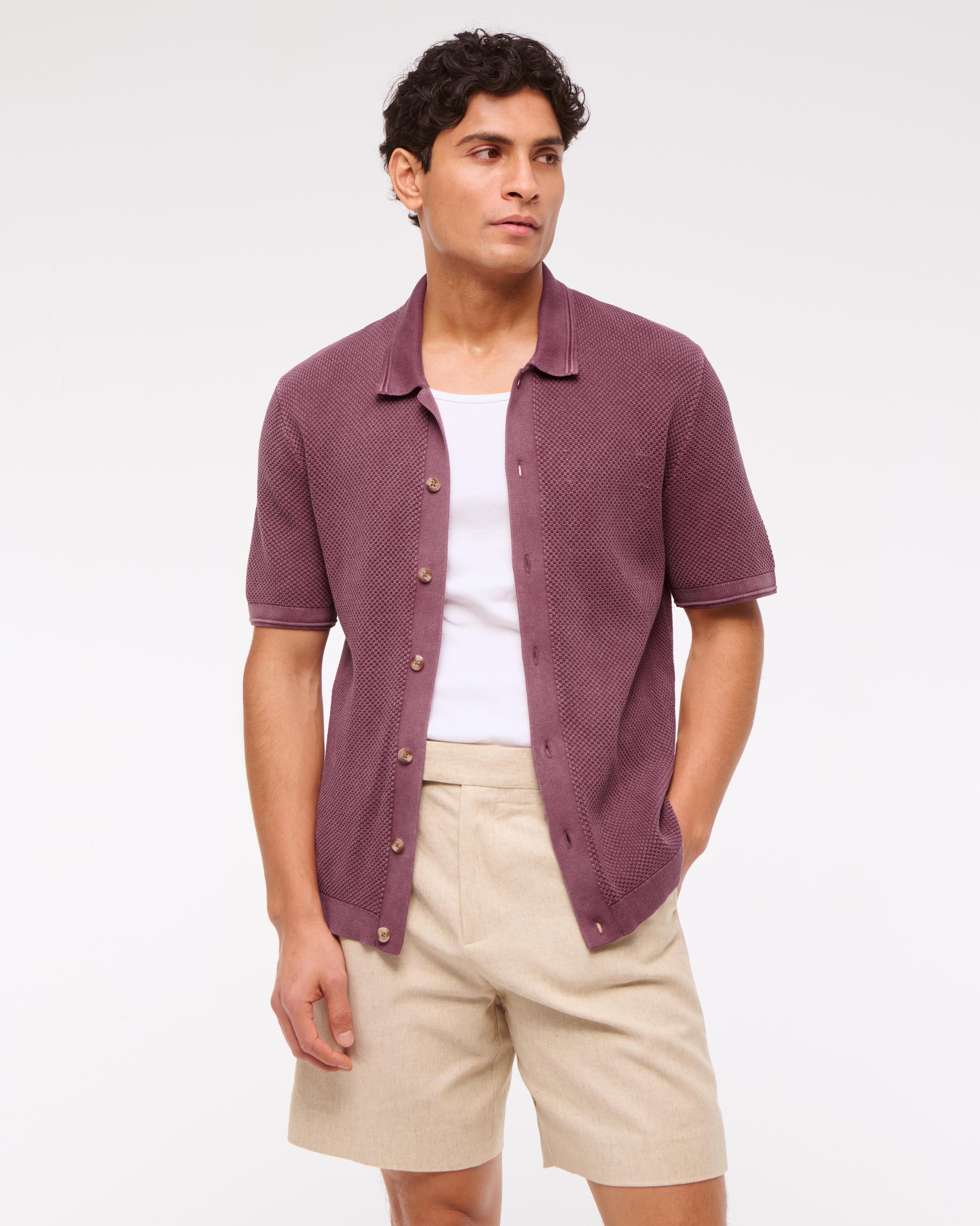 Garment-Dye Button-Through Sweater Polo Product Image