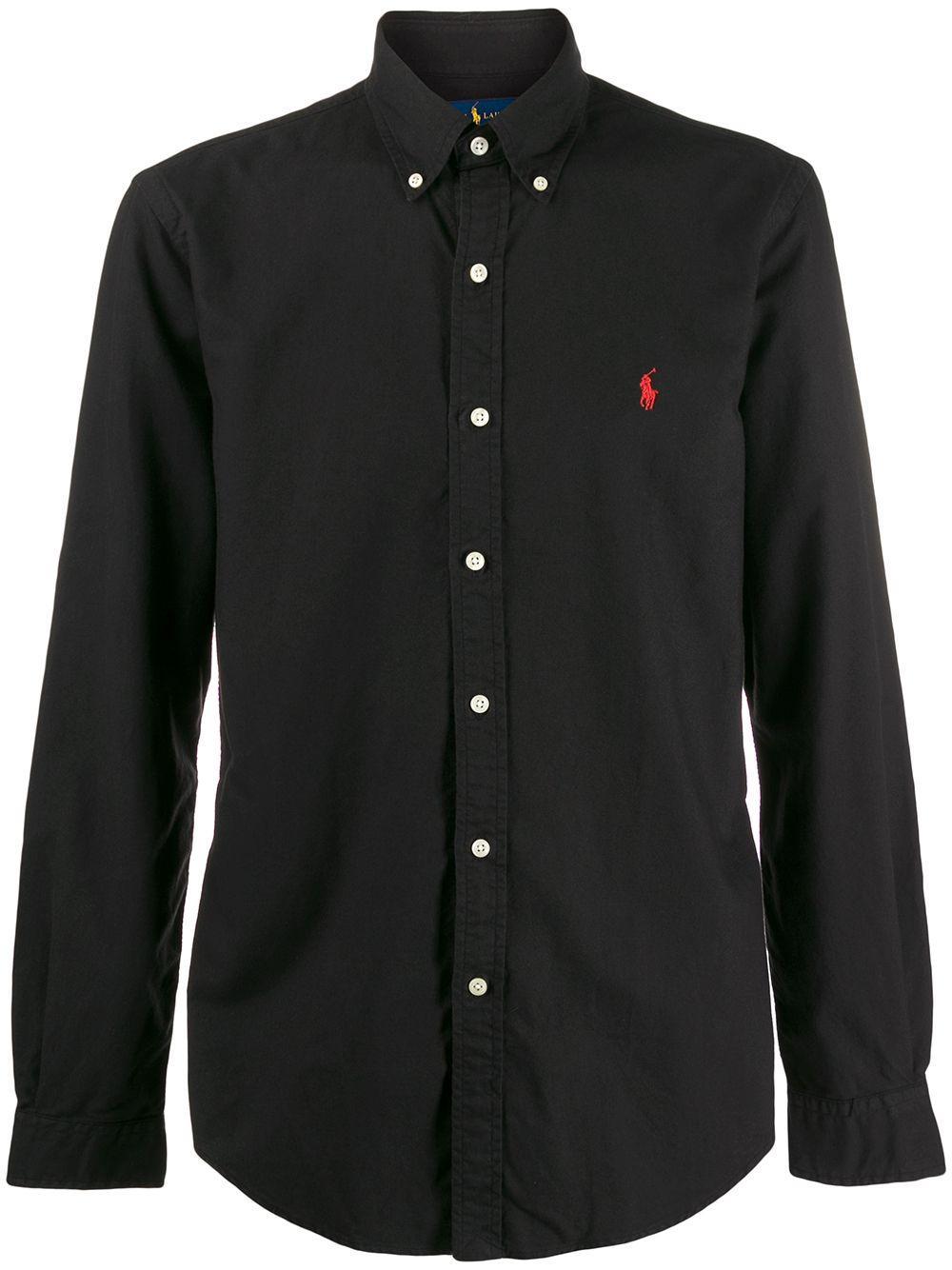 Classic Fit Long Sleeve Poplin Button Down Shirt In Black Product Image