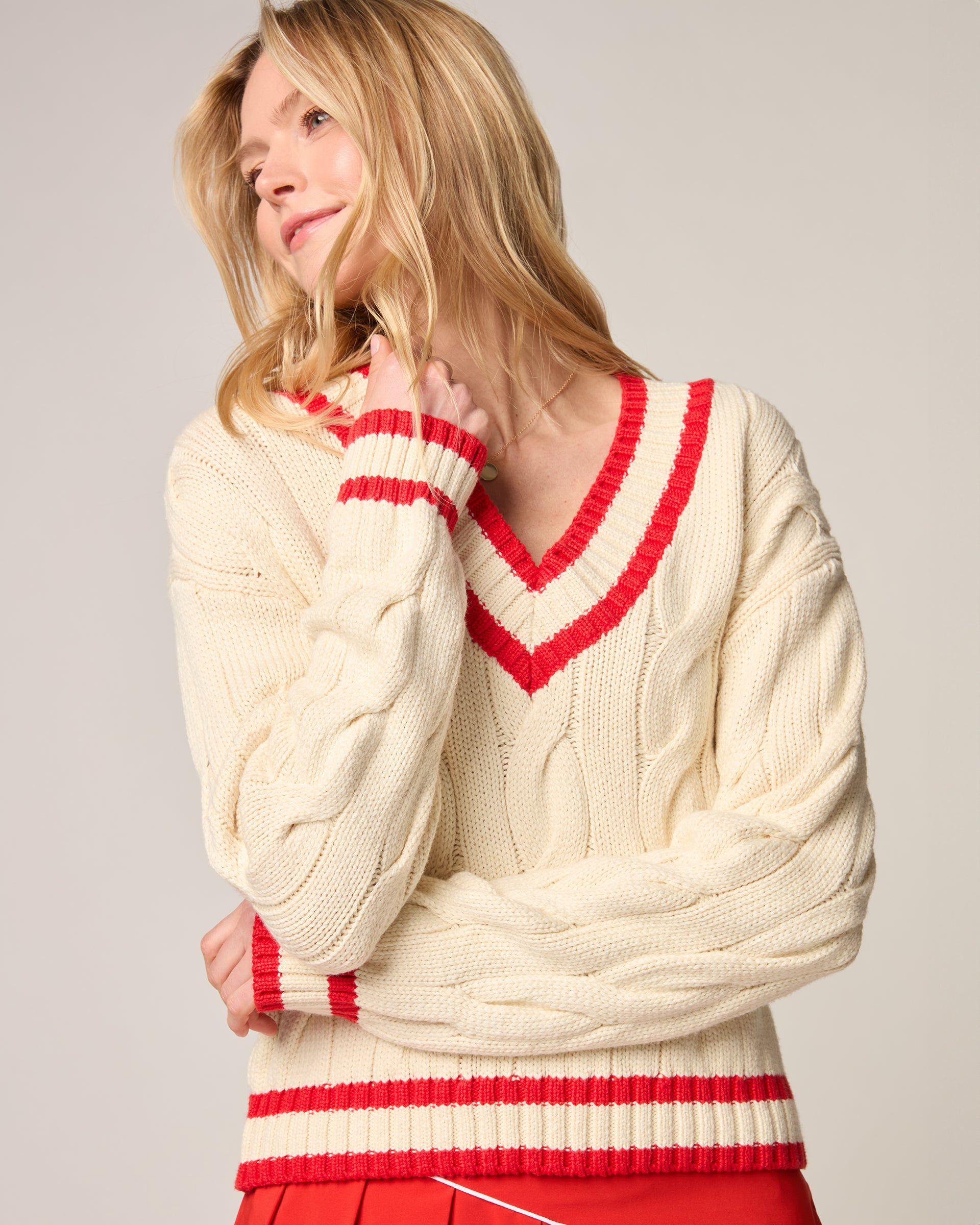 Varsity Cable Knit Cotton Sweater Female Product Image