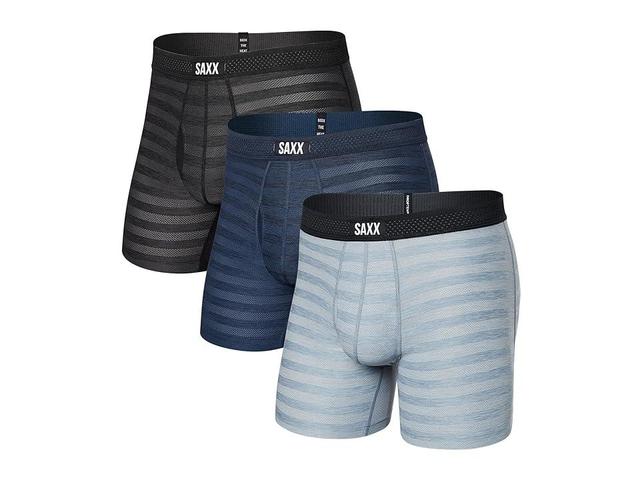 SAXX UNDERWEAR Droptemp Cooling Mesh Boxer Brief Fly 3-Pack (Black/Dark Denim/Grey) Men's Underwear Product Image