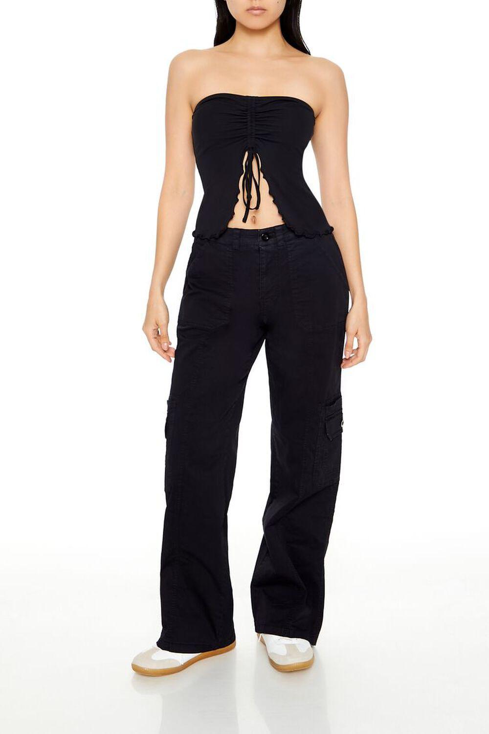 Poplin Straight-Leg Cargo Pants | Forever 21 Product Image