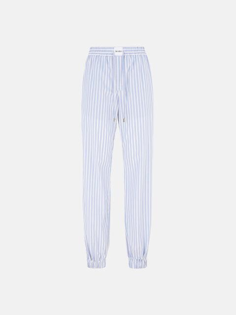 White and navy blue long pants Product Image