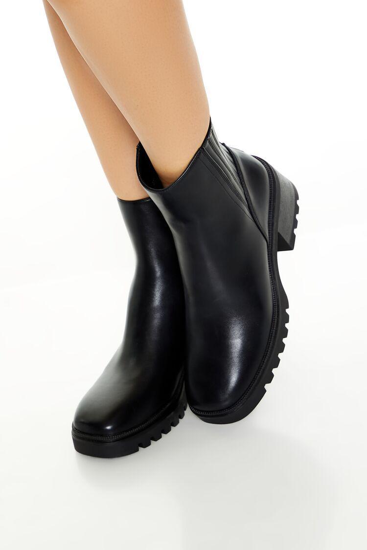 Faux Leather Block Heel Booties | Forever 21 Product Image