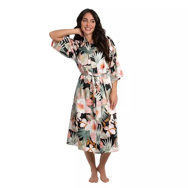 Womens Lilac+London Tropical Floral Print Midi Kimono Wrapper Robe Product Image