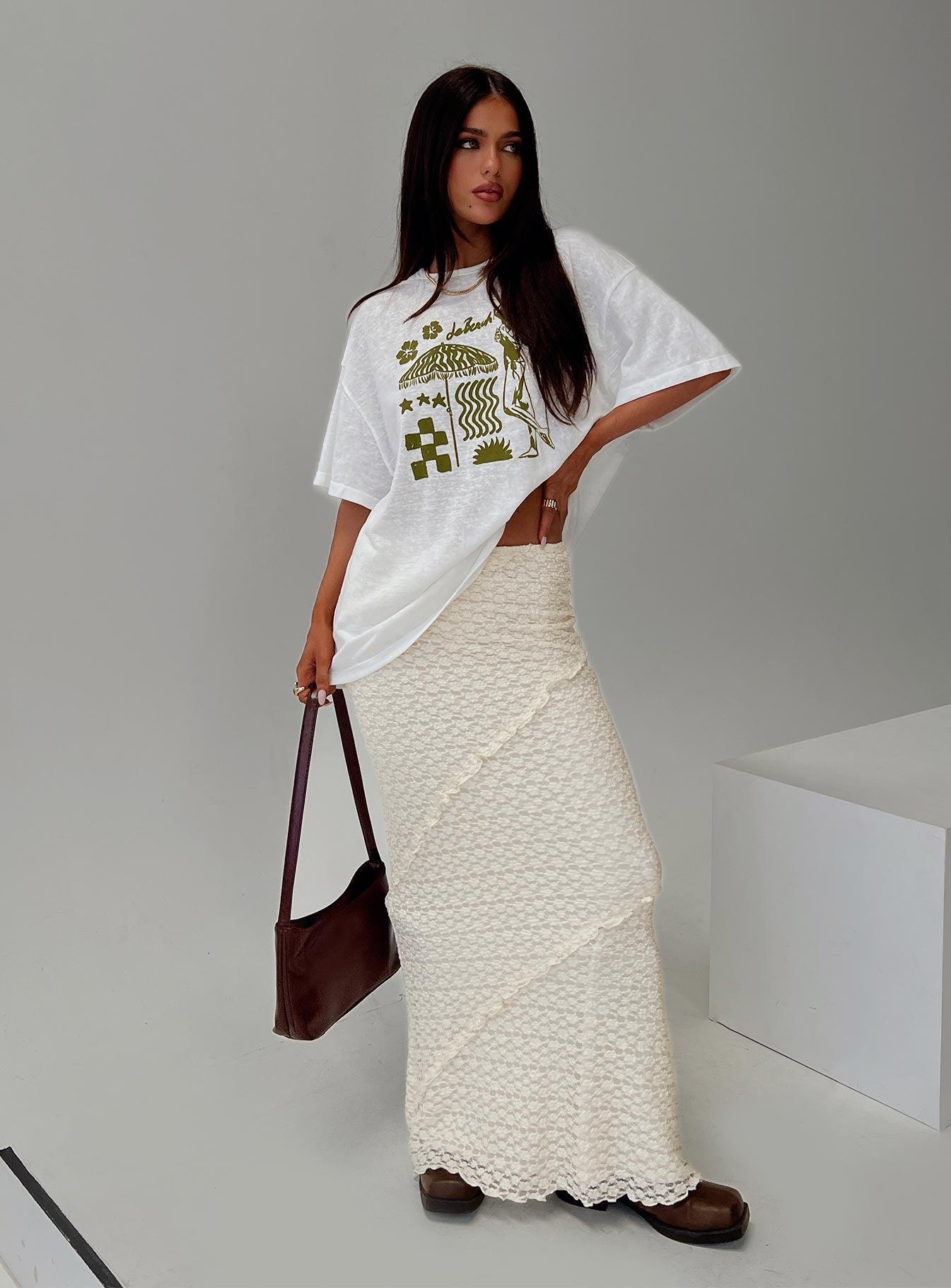 Incandescent Maxi Skirt Cream Product Image