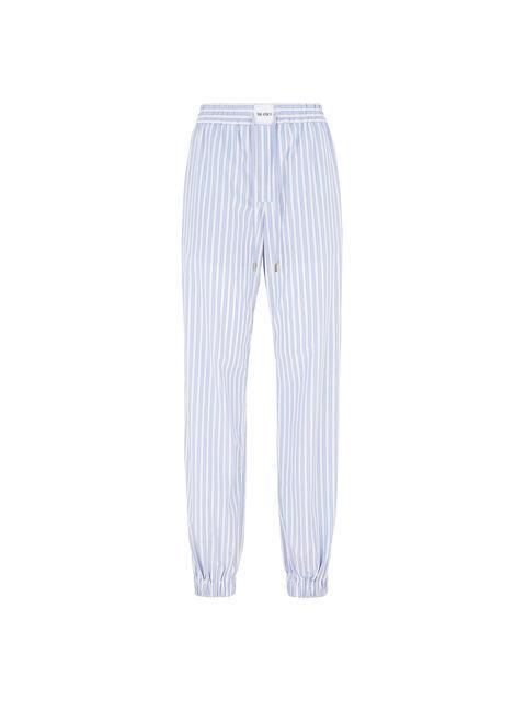 White and navy blue long pants Product Image