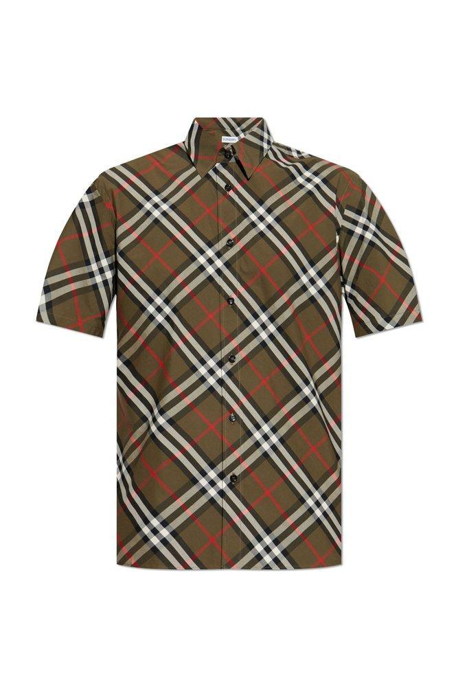 BURBERRY Short Sleeved Checked Shirt In Green Product Image