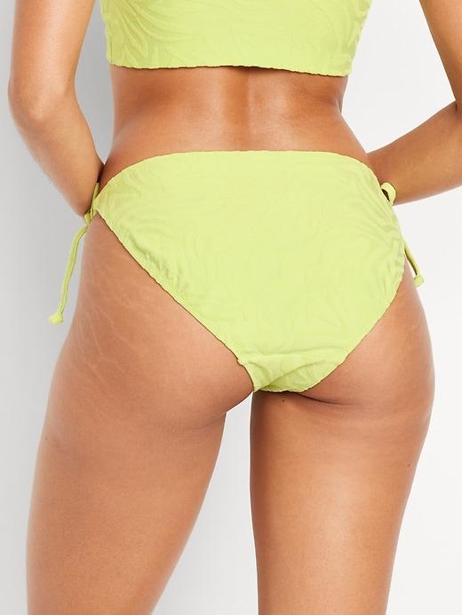 Mid-Rise Textured String Bikini Swim Bottoms Product Image