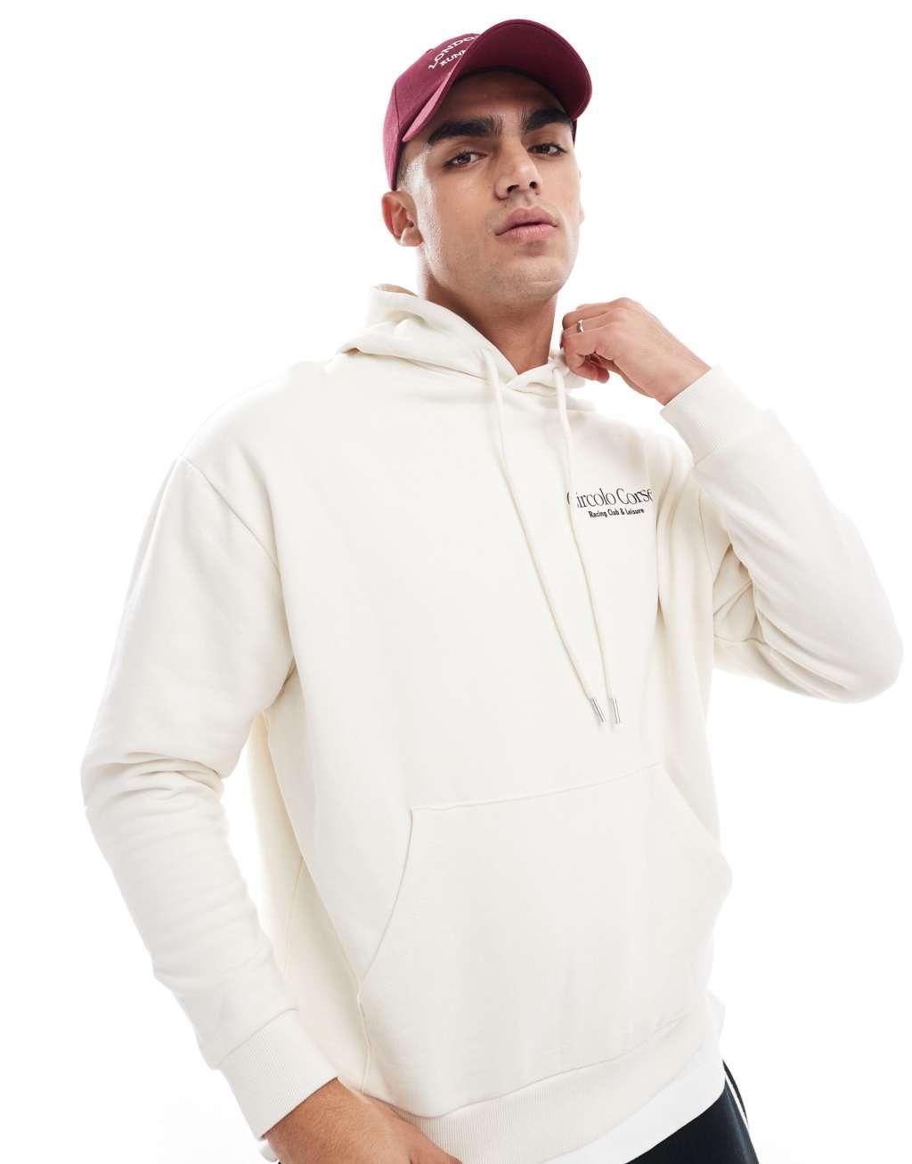 ASOS DESIGN hoodie with back print in off white Product Image