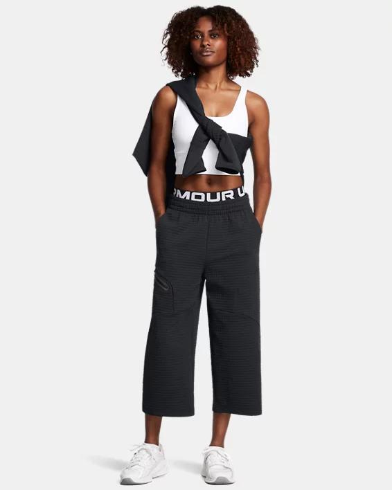 Women's UA Unstoppable Fleece Grid Wide Leg Crop Pants Product Image