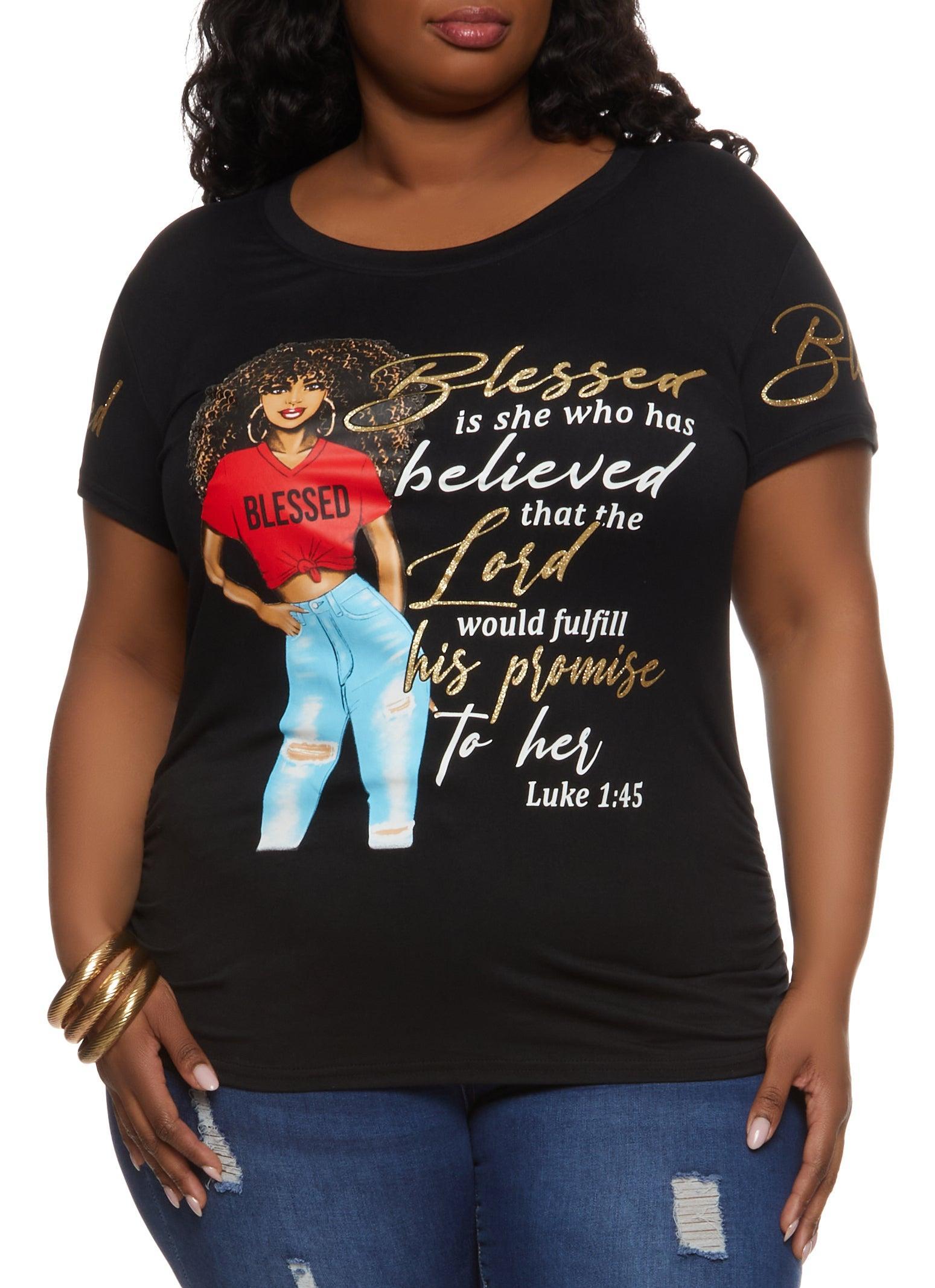 Womens Plus Size Blessed Is Who She Had Graphic Tee Product Image