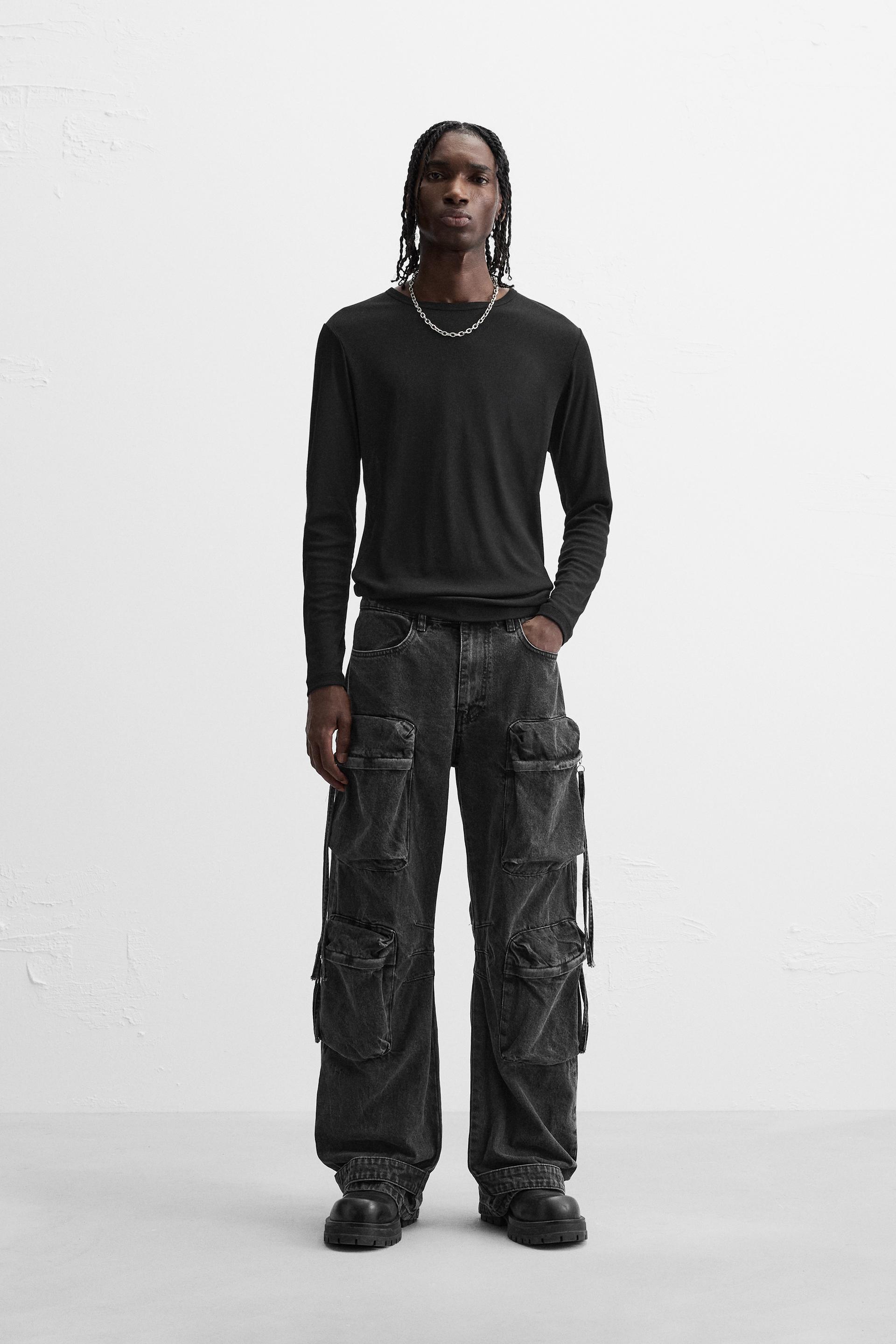 POCKET DENIM CARGO PANTS Product Image