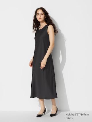 Womens Satin Dress Black Medium UNIQLO US Product Image