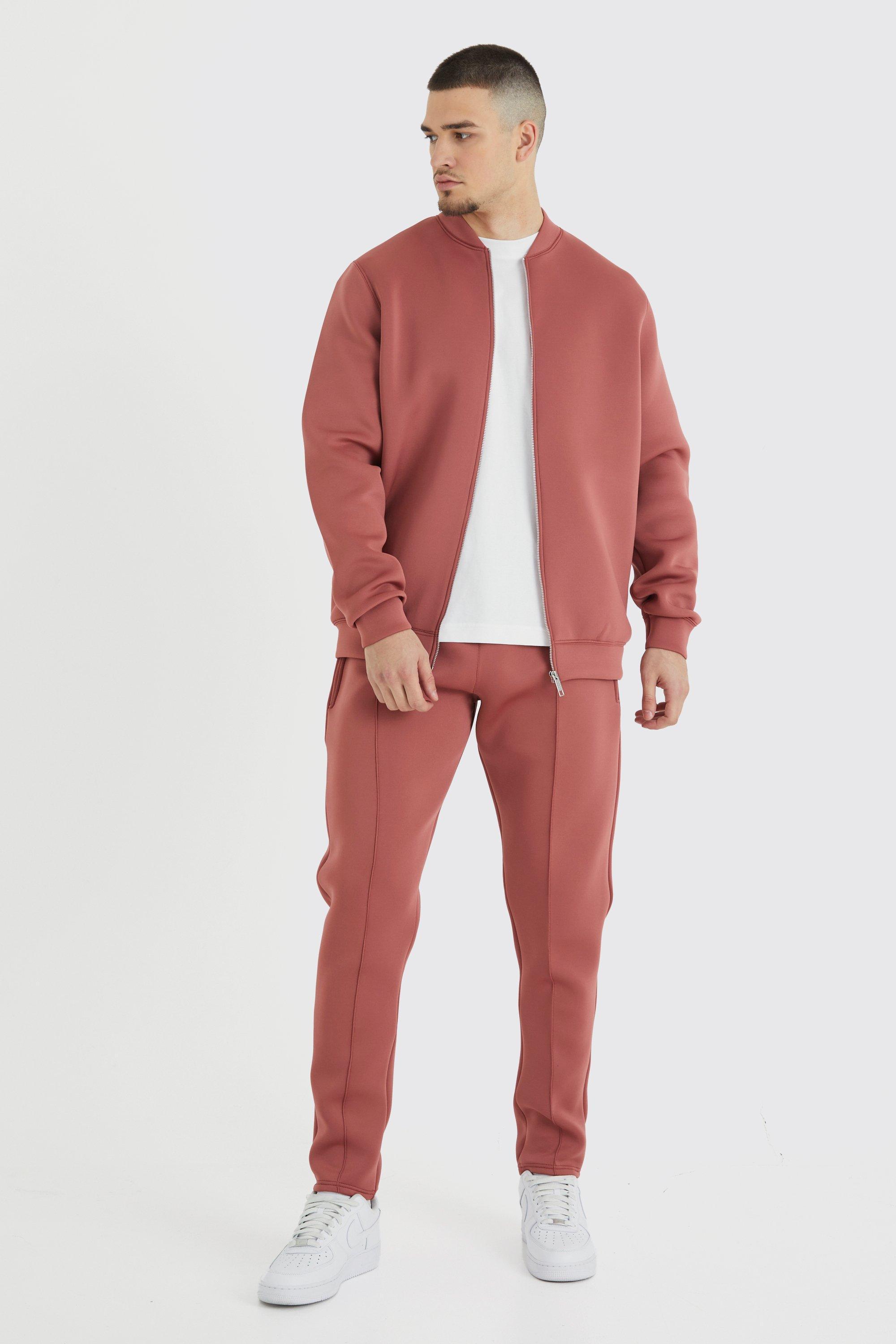 Tall Bonded Scuba Bomber Jacket & Sweatpants | boohooMAN USA Product Image