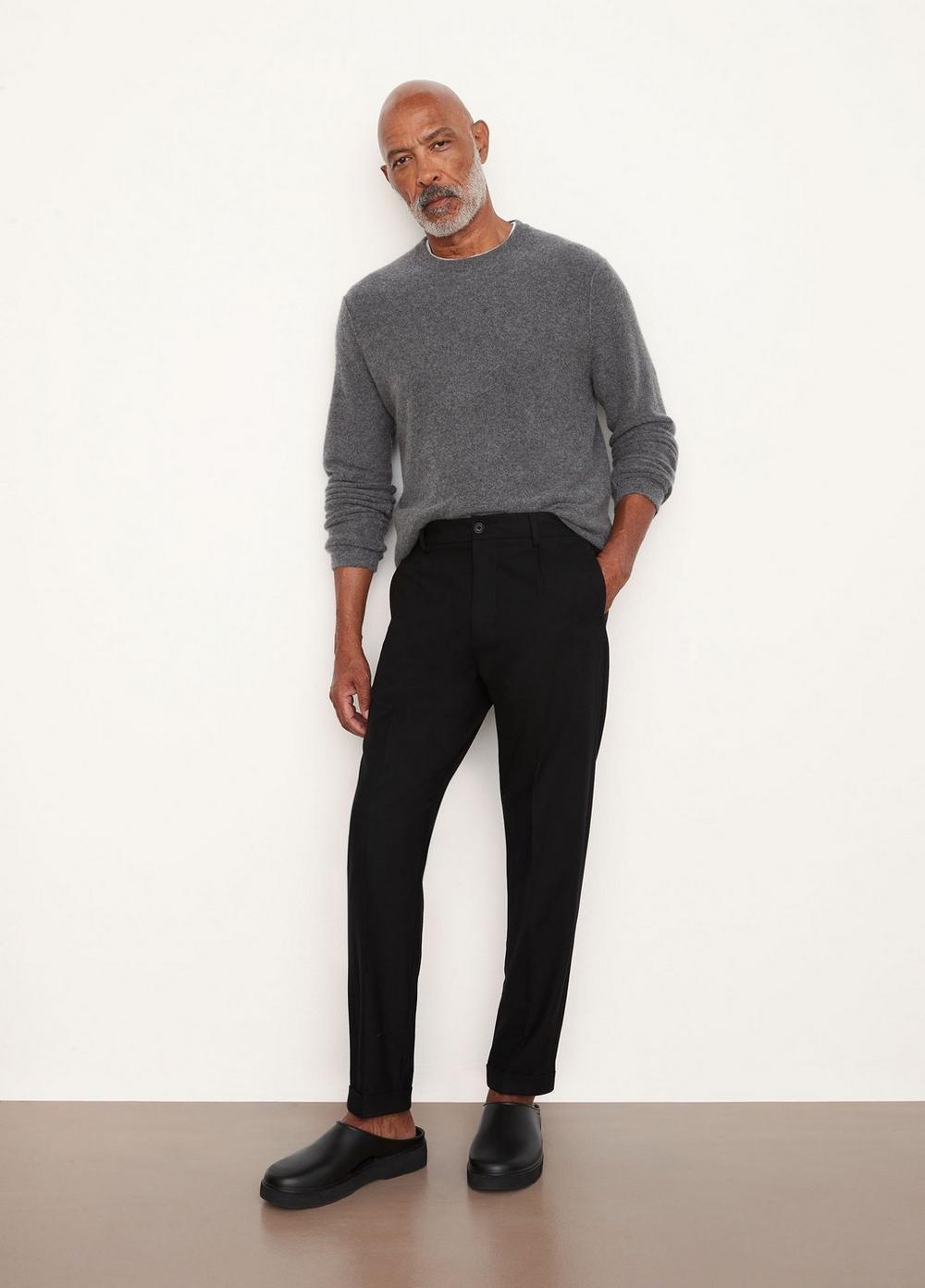 Mens Wool Cuffed Trouser, Black, Size L Vince Product Image