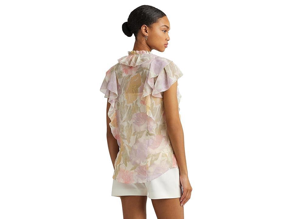 Lauren Ralph Lauren Womens Ruffled Flutter-Sleeve Blouse Product Image