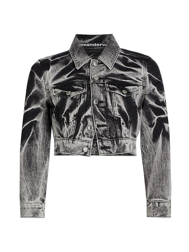 Womens Acid Crush Denim Jacket Product Image