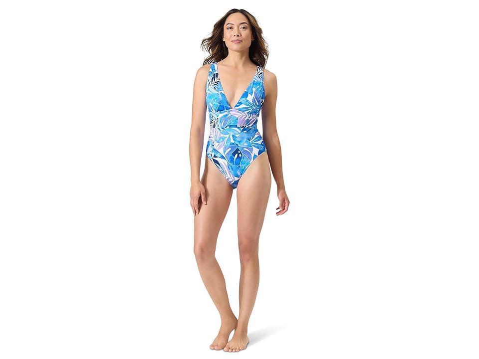 Tommy Bahama Palm Modern Palma V-Neck One-Piece (Mare ) Women's Swimsuits One Piece Product Image