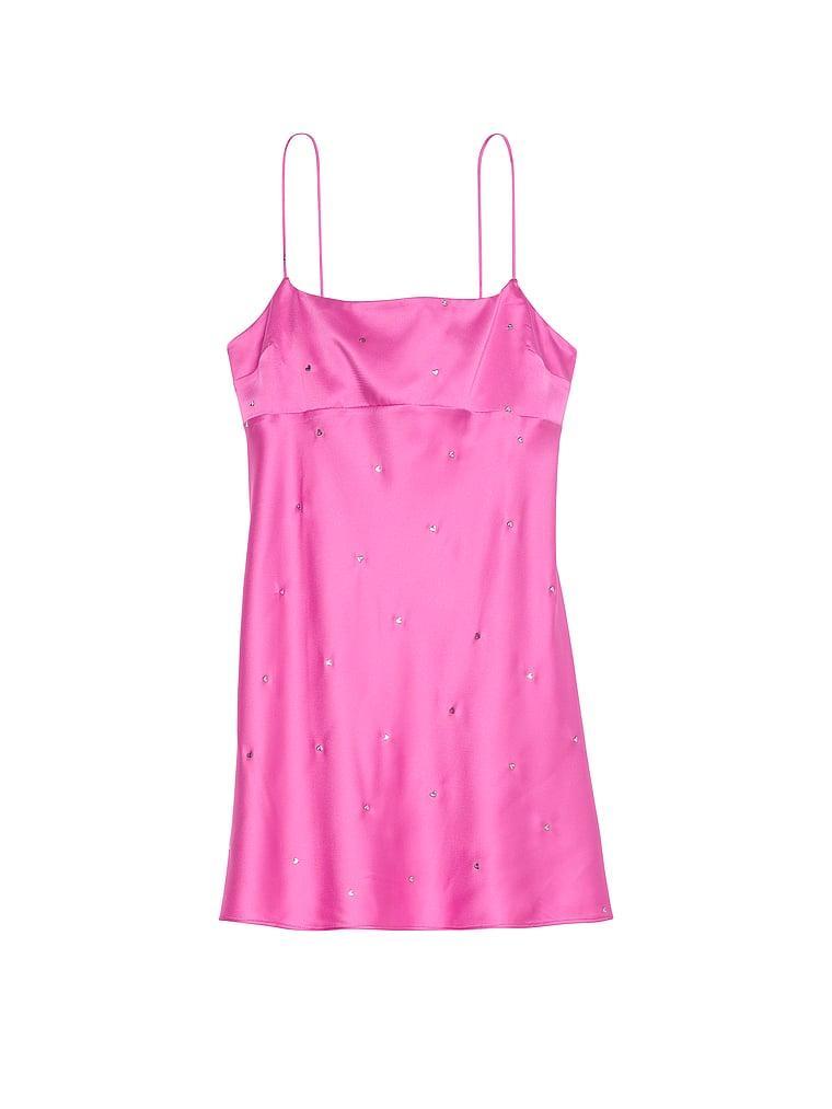 Glazed Satin Dew Drop Heart Slip Dress Product Image