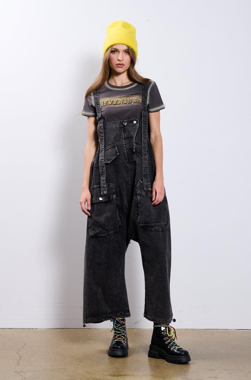 JUST LIKE THAT BAGGY FIT OVERALLS IN GREY Product Image