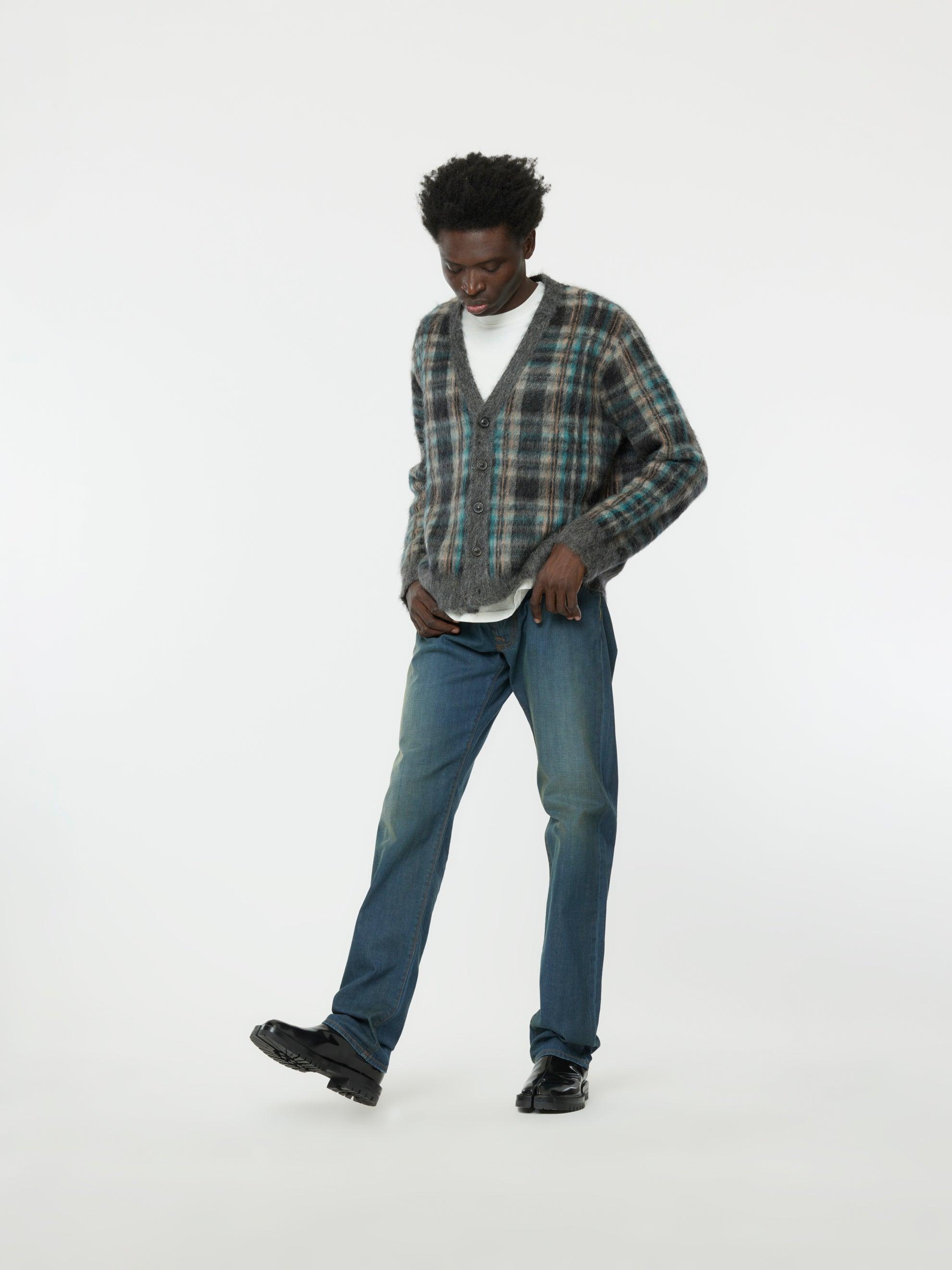 Brushed Check Cardigan (Petrol) Product Image