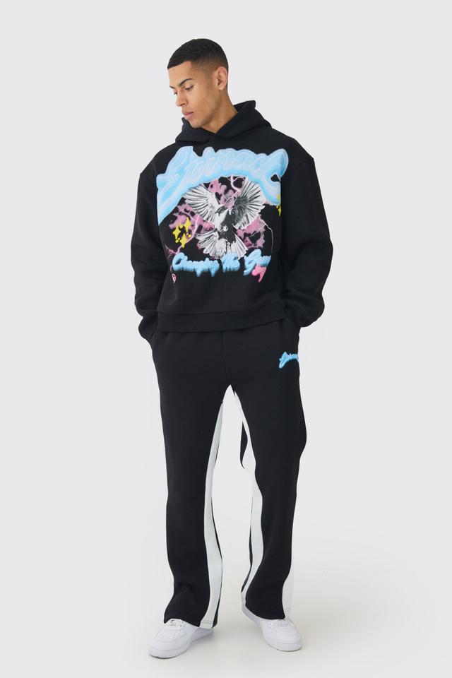 Oversized Boxy Eternal Dove Large Scale Graphic Hooded Gusset Tracksuit | boohooMAN USA Product Image