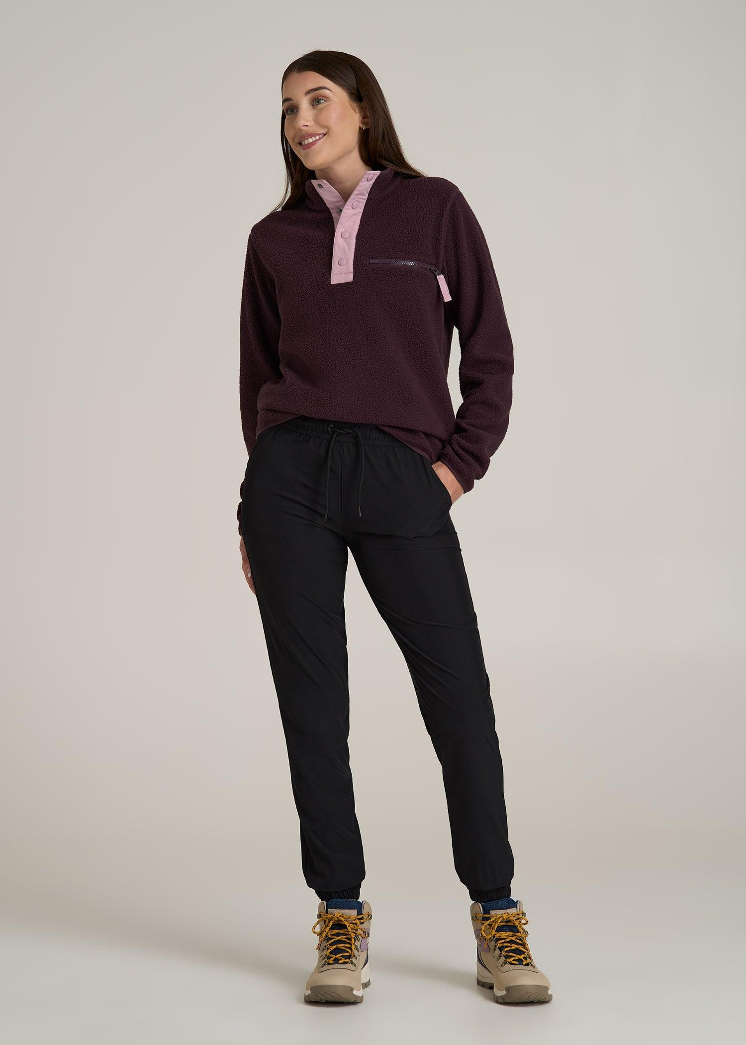 Half Snap Sherpa Sweatshirt for Tall Women in Deep Purple Product Image