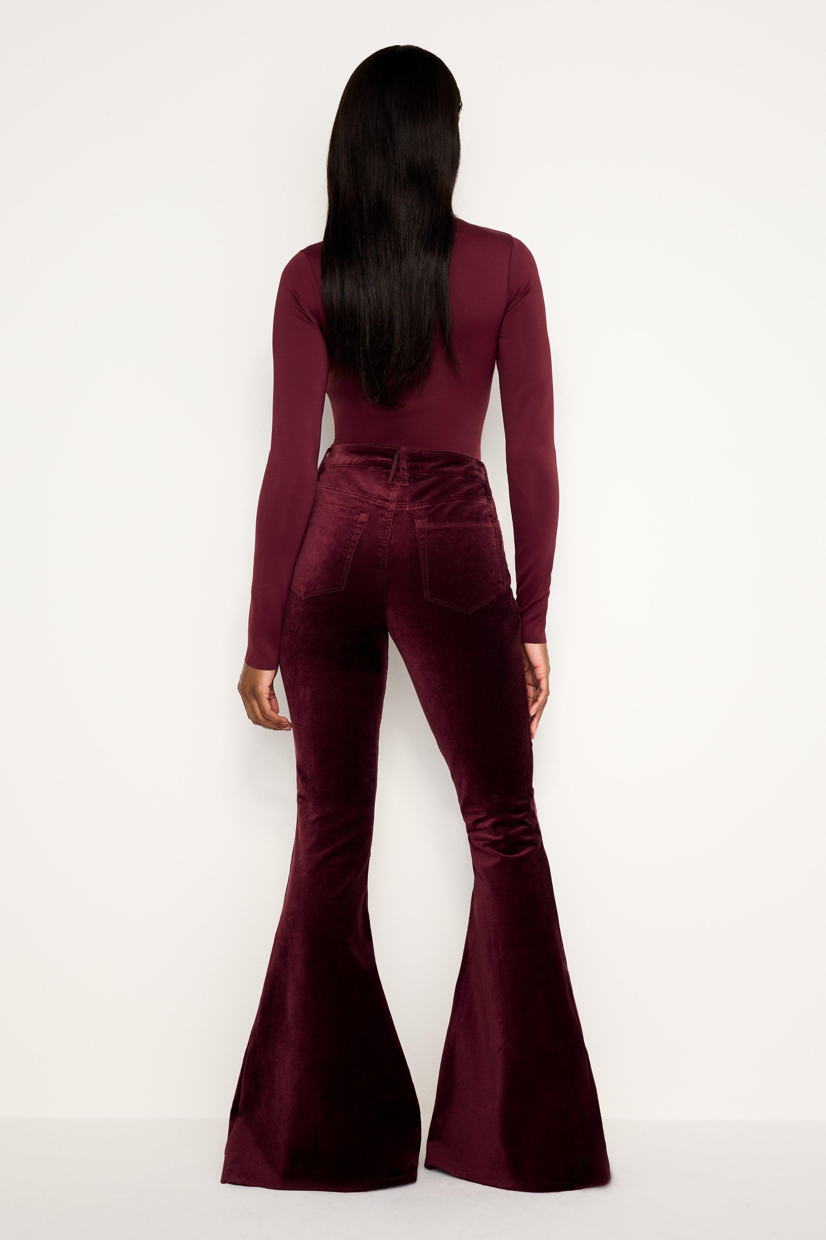 GOOD WAIST SUPER FLARE VELVET PANTS | OXBLOOD002 Product Image