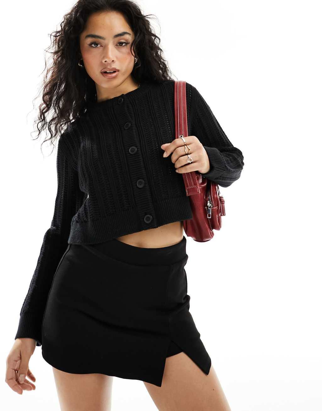 ASOS DESIGN cropped crew neck cardigan Product Image