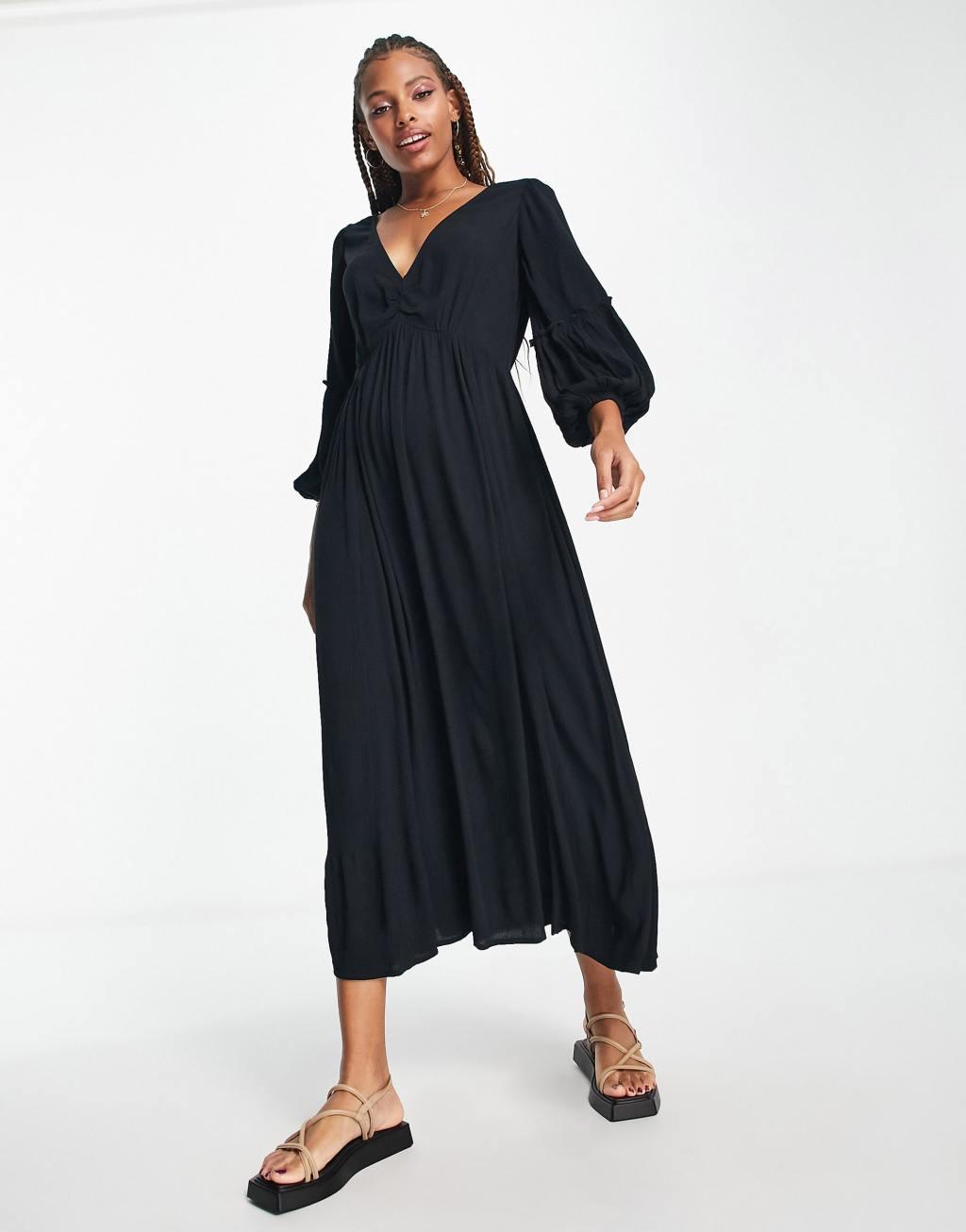 Iisla & Bird kimono beach maxi summer dress in black  Product Image