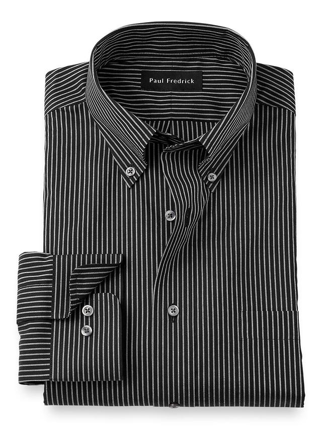 Slim Fit Non-iron Cotton Stripe Dress Shirt Product Image