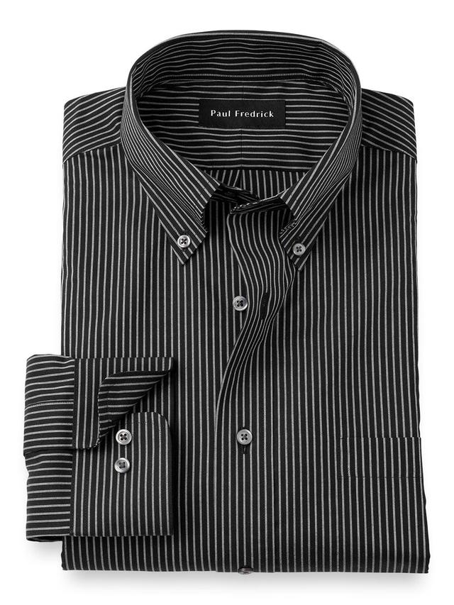 Slim Fit Non-iron Cotton Stripe Dress Shirt Product Image