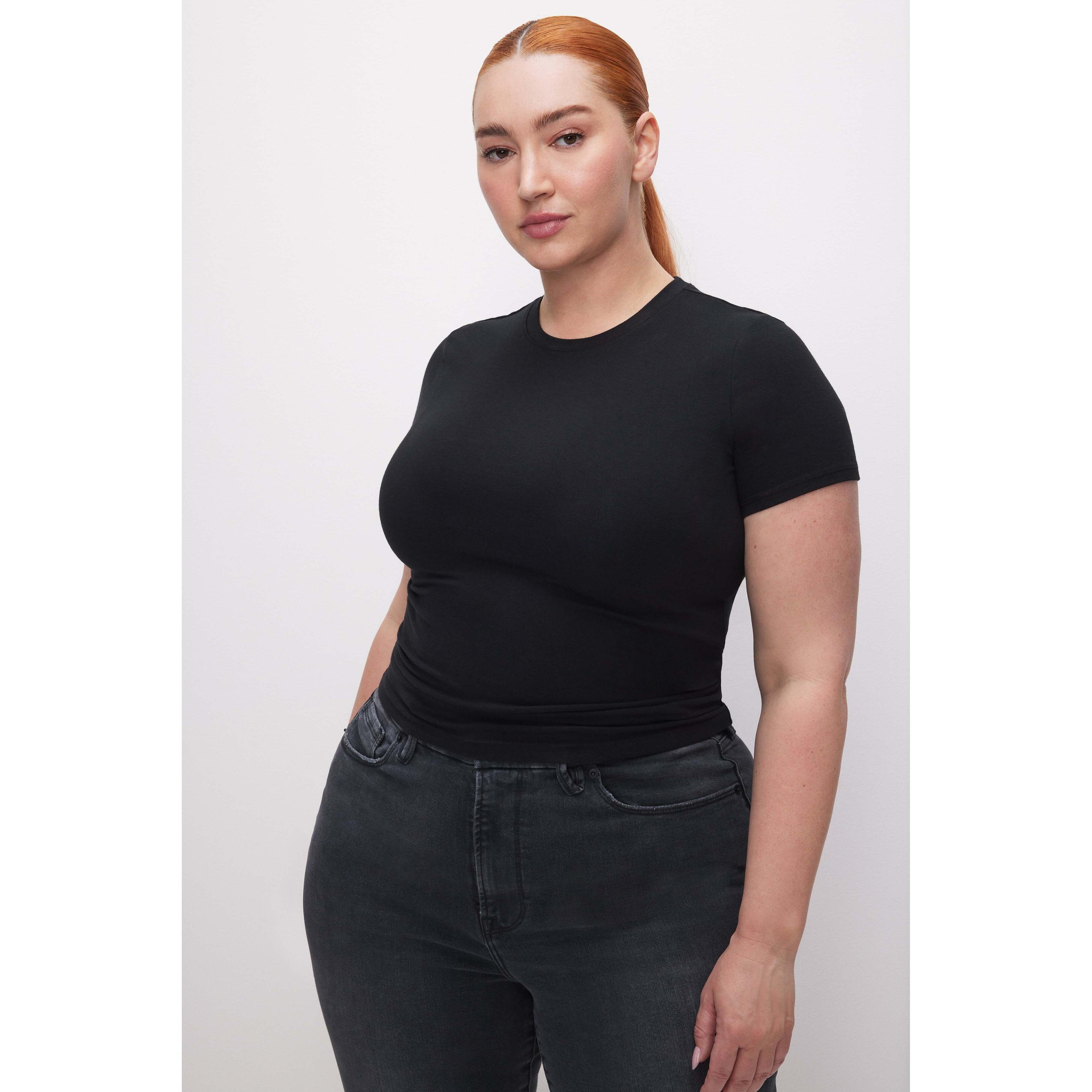 Womens Super Stretch Baby T-Shirt | Black, Size 4XL | Good American by Khlo Kardashian Product Image