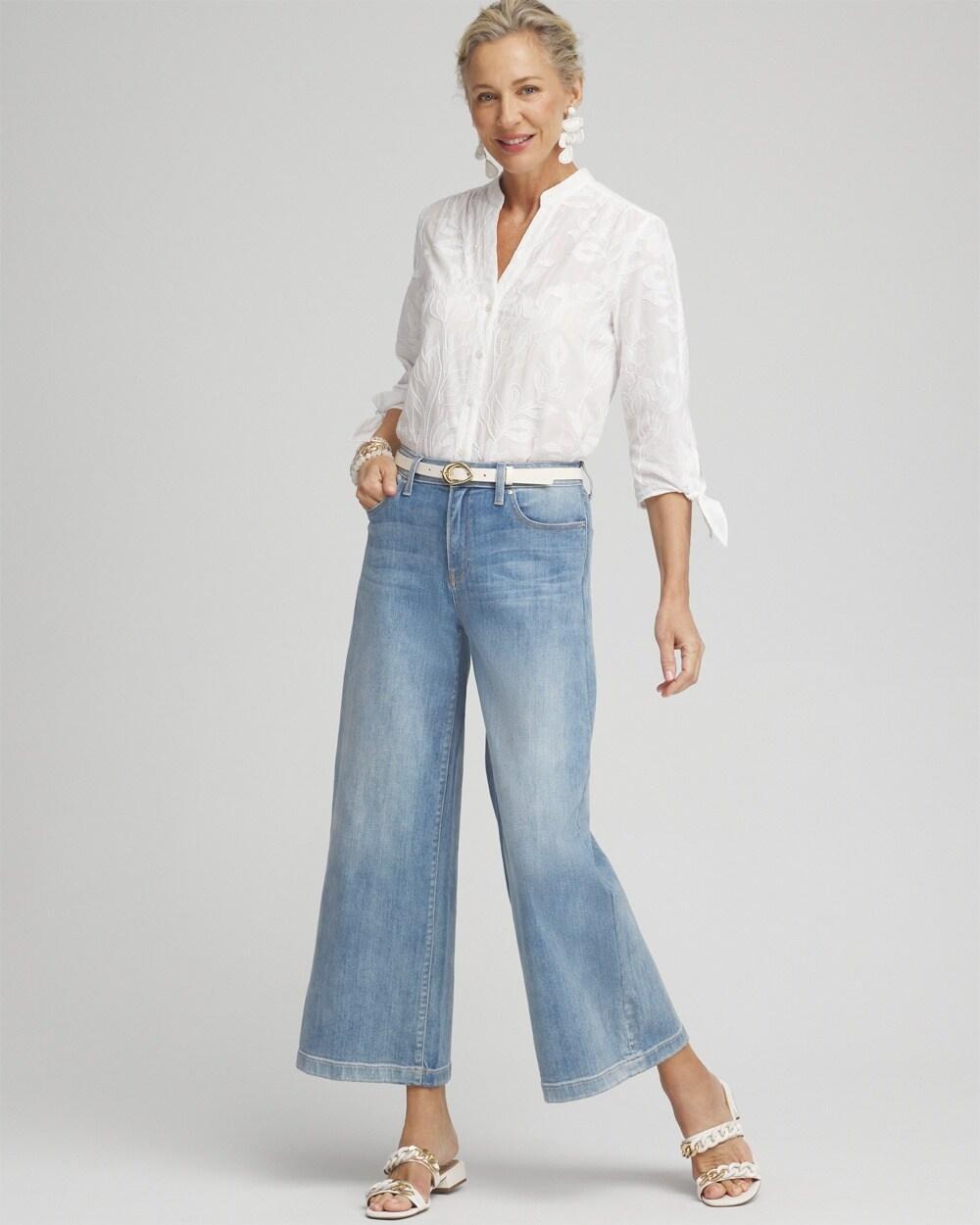 High Rise Wide Leg Cropped Denim Product Image