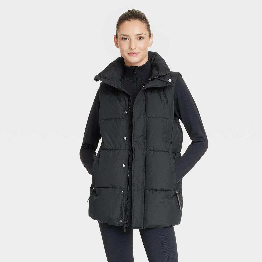 Womens Long Puffer Vest - All In Motion Black M Product Image