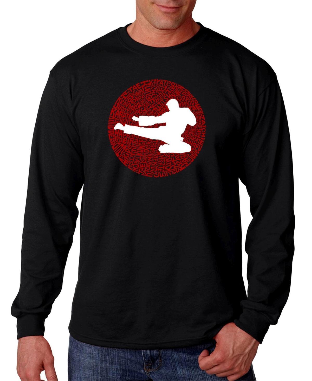 La Pop Art Mens Types of Martial Arts Word Art Long Sleeve T-shirt Product Image