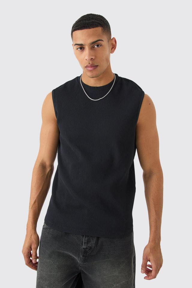 Pleated Sleeveless Tank | boohooMAN USA Product Image