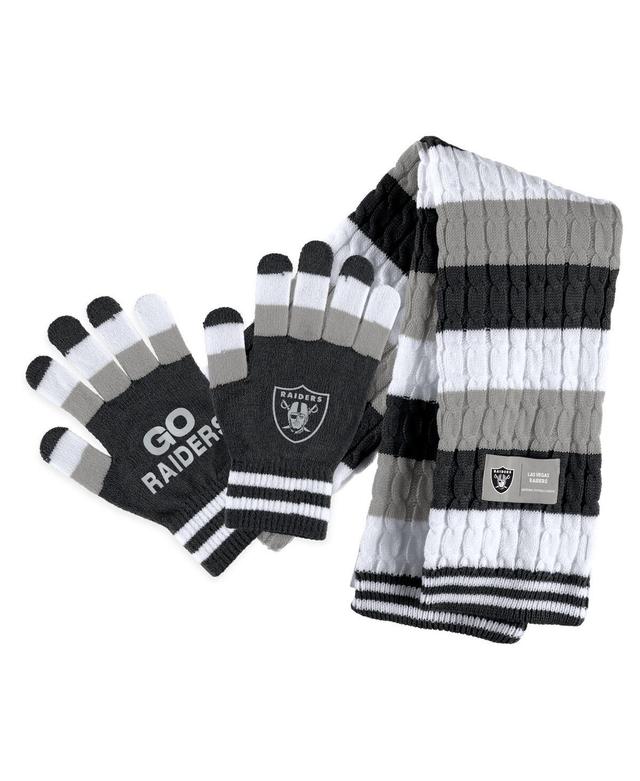 Womens Wear by Erin Andrews Carolina Panthers Striped Scarf and Gloves Set Product Image