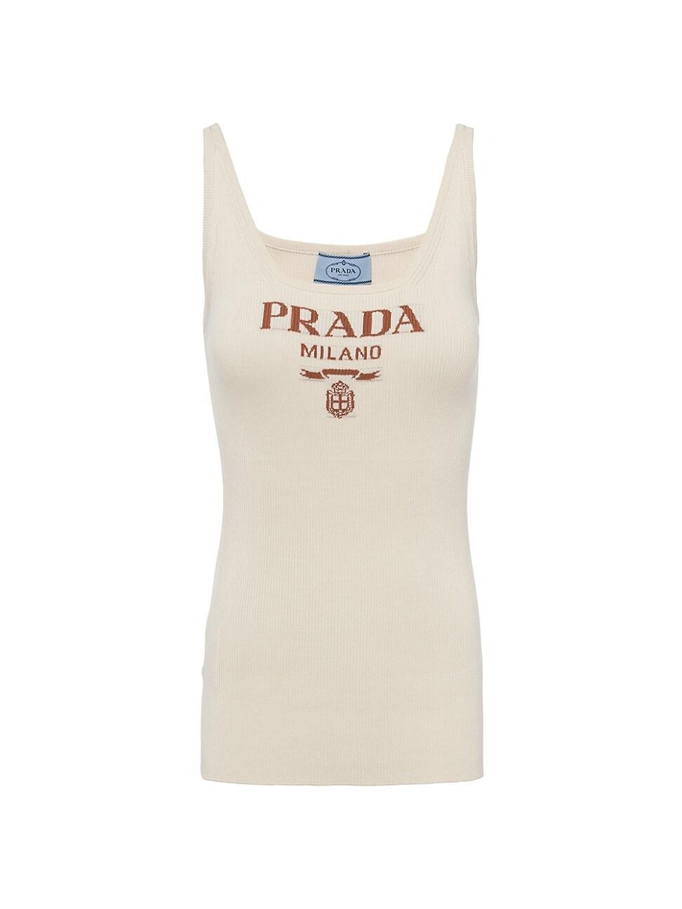 Womens Silk Tank Top With Logo Product Image