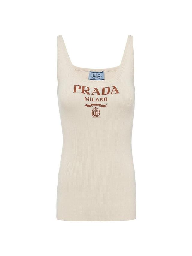 Womens Silk Tank Top With Logo Product Image