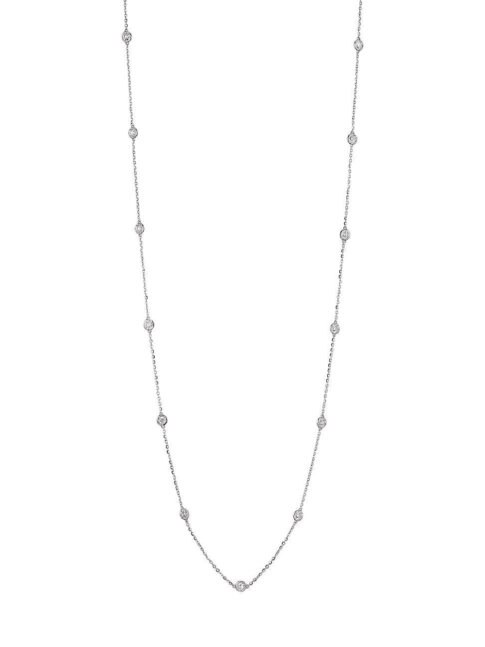 14K White Gold & 2.1 TCW Diamond Station Necklace Product Image