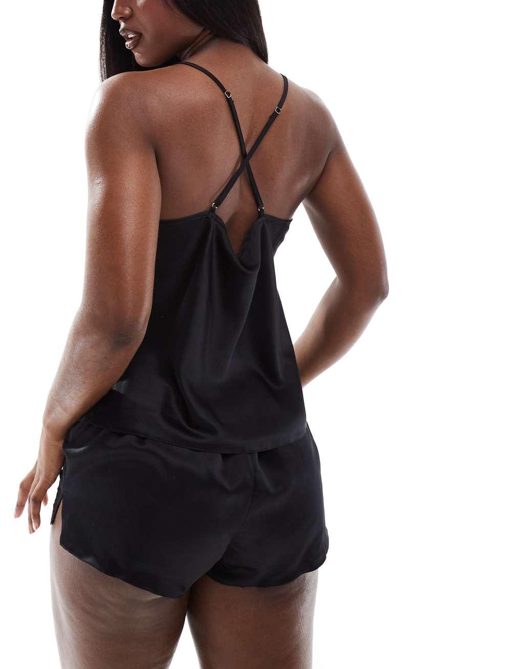 Ann Summers Adoration cami and shorts pj set in black Product Image