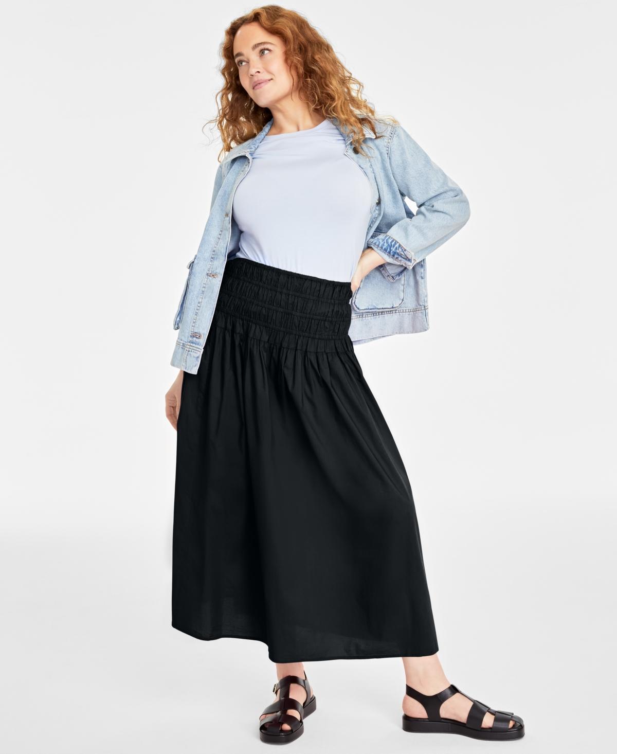 On 34th Womens Cotton Poplin Maxi Skirt, Created for Macys Product Image