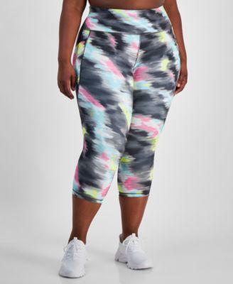 Plus Size Compression Shibori Wave Cropped Leggings, Created for Macy's Product Image