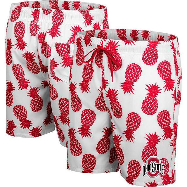 Mens Colosseum White/Maroon Mississippi State Bulldogs Pineapple Swim Shorts Product Image